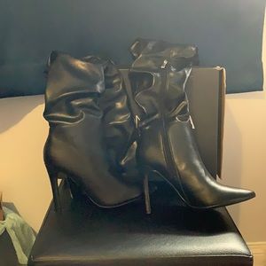 Fashion Nova Black Heeled Boots (thigh high)